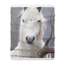 Load image into Gallery viewer, Luxurious White Horse Sherpa Fleece Blanket
